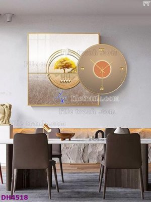 Download file File tranh đồng hồ tráng gương kiểu mới DH4518 (gốc) in mica ốp bếp