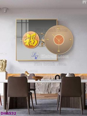 Tải file File tranh đồng hồ tráng gương kiểu mới DH4532 (gốc) in trên mọi chất liệu