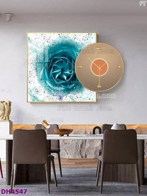 File tranh File tranh đồng hồ tráng gương kiểu mới DH4547 (bản gốc) treo quán cafe