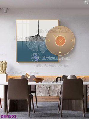 File gốc File tranh đồng hồ tráng gương kiểu mới DH4551 (in lụa) cao cấp