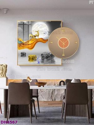 File in ấn chuyên nghiệp File tranh đồng hồ tráng gương kiểu mới DH4567 (file gốc)