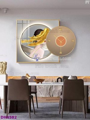 Download file File tranh đồng hồ tráng gương kiểu mới DH4582 (chất lượng in ấn)