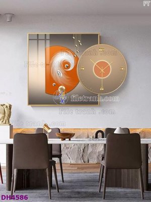 File gốc File tranh đồng hồ tráng gương kiểu mới DH4586 (in lụa) tranh mã đáo