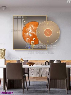 File in lụa File tranh đồng hồ tráng gương kiểu mới DH4587 (chất lượng cao) File tranh đồng hồ tráng gương kiểu mới DH4587