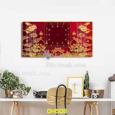 File gốc File tranh đồng hồ tráng gương DH608 (in lụa) tranh thuận buồm