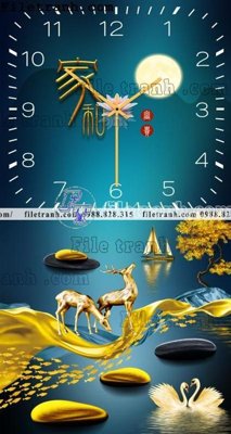 File tranh tranh đồng hồ DH7009 (bản gốc) in lụa dán tường