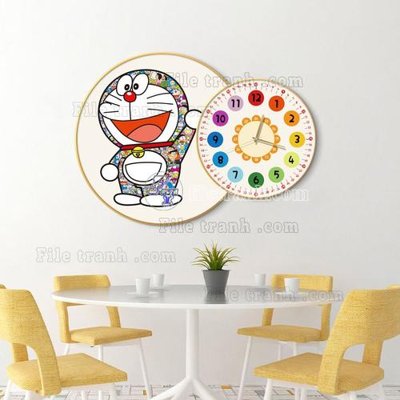 File ảnh gốc Tranh đồng hồ doremon lồng tròn DH7200 (chuyên in mica)