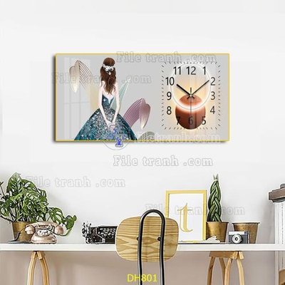 Tải file File tranh đồng hồ tráng gương DH801 (ảnh gốc) in gạch men