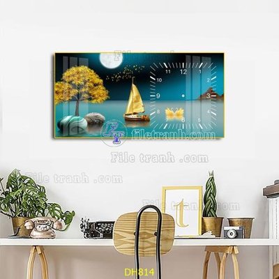 File tranh File tranh đồng hồ tráng gương DH814 (ảnh gốc) chi tiết rõ ràng