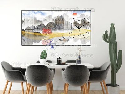 File in trần File tranh đồng hồ tráng gương FTDH102 (bản gốc) hoa văn