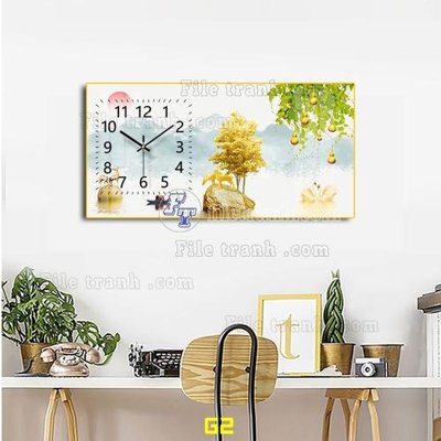 File in trần File tranh đồng hồ tráng gương G2 (bản gốc 3D) sống động