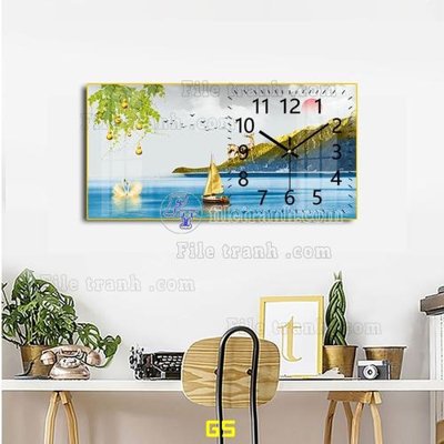 File tranh File tranh đồng hồ tráng gương G5 (file gốc) chủ đề phong thủy