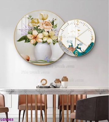 File gốc File tranh đồng hồ tráng gương tròn lồng ghép LG5003 (in lụa) tranh thuận buồm