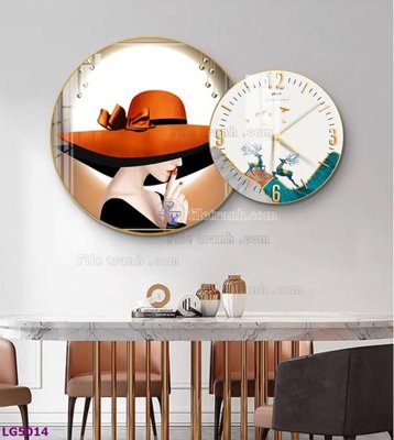 Tải file gốc File tranh đồng hồ tráng gương tròn lồng ghép LG5014 (in khổ lớn) không vỡ