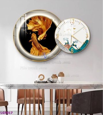 Download file gốc File tranh đồng hồ tráng gương tròn lồng ghép LG5017 (in lụa) cao cấp