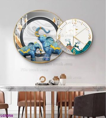 Chi tiết file tranh tráng gương File tranh đồng hồ tráng gương tròn lồng ghép LG5050 (ảnh gốc)