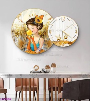 File gốc File tranh đồng hồ tráng gương tròn lồng ghép LG5056 (PSD/TIFF) độ phân giải cao