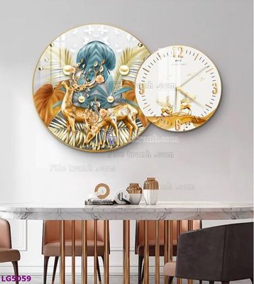 Download file gốc File tranh đồng hồ tráng gương tròn lồng ghép LG5059 (độ nét cao)