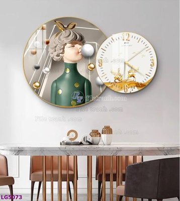 File tranh in mica File tranh đồng hồ tráng gương tròn lồng ghép LG5073 (độ phân giải cao)