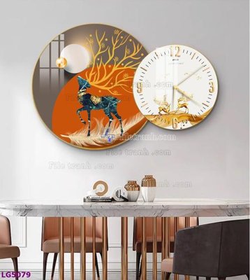 File gốc File tranh đồng hồ tráng gương tròn lồng ghép LG5079 (in tráng gương) hiện đại