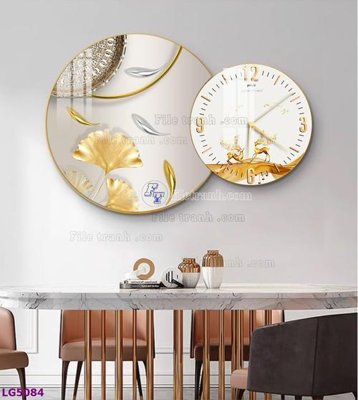 Cung cấp file tranh gốc File tranh đồng hồ tráng gương tròn lồng ghép LG5084 độc quyền