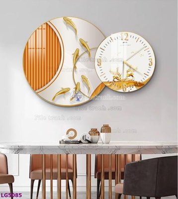 File gốc File tranh đồng hồ tráng gương tròn lồng ghép LG5085 (in tráng gương) hiện đại