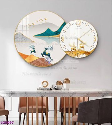 File gốc in mica File tranh đồng hồ tráng gương tròn lồng ghép LG5097 chất lượng