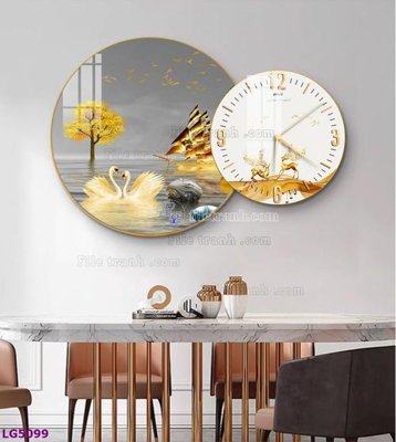 File gốc File tranh đồng hồ tráng gương tròn lồng ghép LG5099 (in ấn) không giới hạn