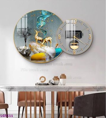 File gốc File tranh đồng hồ tráng gương tròn lồng ghép LG5111 (in mica) cắt laser