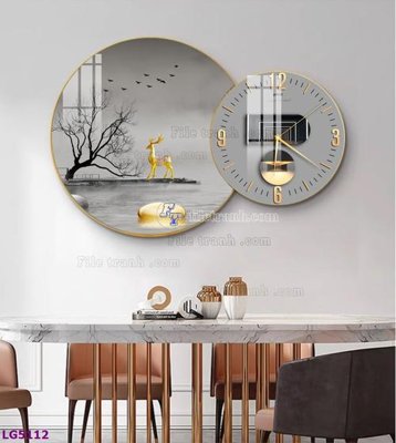 File tranh in tráng gương File tranh đồng hồ tráng gương tròn lồng ghép LG5112 (siêu nét)
