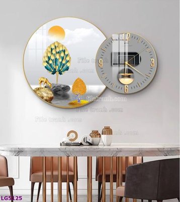 Tải file File tranh đồng hồ tráng gương tròn lồng ghép LG5125 (PSD) cho in tranh kính