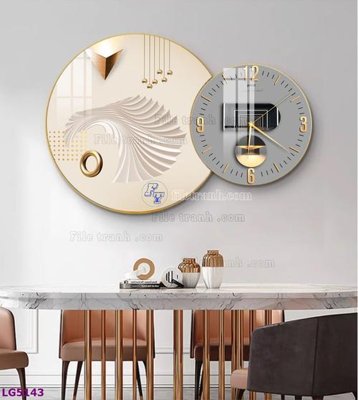 File gốc File tranh đồng hồ tráng gương tròn lồng ghép LG5143 (trang trí) cho phòng khách