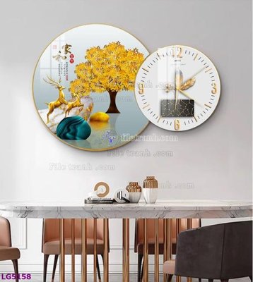File in ấn chuyên nghiệp File tranh đồng hồ tráng gương tròn lồng ghép LG5158 (file gốc)