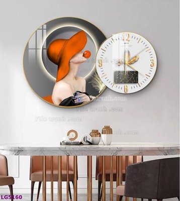 Chi tiết file tranh tráng gương File tranh đồng hồ tráng gương tròn lồng ghép LG5160 (ảnh gốc)