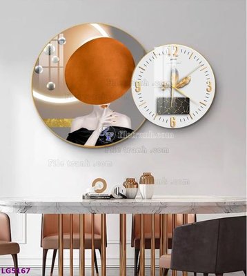 Ảnh gốc File tranh đồng hồ tráng gương tròn lồng ghép LG5167 (siêu chi tiết) để in ấn