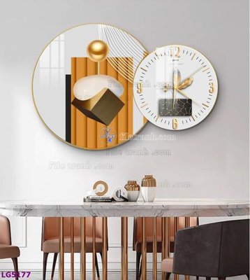 Ảnh gốc File tranh đồng hồ tráng gương tròn lồng ghép LG5177 (độ nét cao) in mica