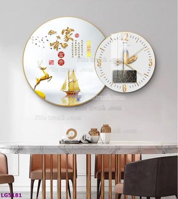 File gốc File tranh đồng hồ tráng gương tròn lồng ghép LG5181 (PNG) không nền chất lượng