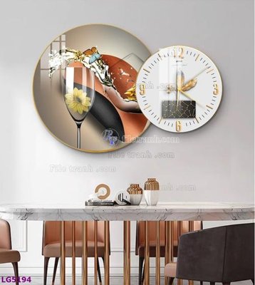 File in trần File tranh đồng hồ tráng gương tròn lồng ghép LG5194 (bản gốc) đại dương