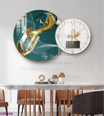 Tải file File tranh đồng hồ tráng gương tròn lồng ghép LG5195 (gốc) in trên mọi chất liệu