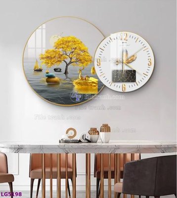 File tranh gốc PSD File tranh đồng hồ tráng gương tròn lồng ghép LG5198 còn nguyên layer