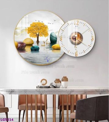 File tranh File tranh đồng hồ tráng gương tròn lồng ghép LG5214 (ảnh gốc) độ nét vượt trội