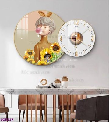 Download file gốc File tranh đồng hồ tráng gương tròn lồng ghép LG5217 (in mica) trang trí