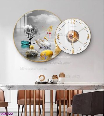 File gốc File tranh đồng hồ tráng gương tròn lồng ghép LG5222 (trang trí) phòng làm việc