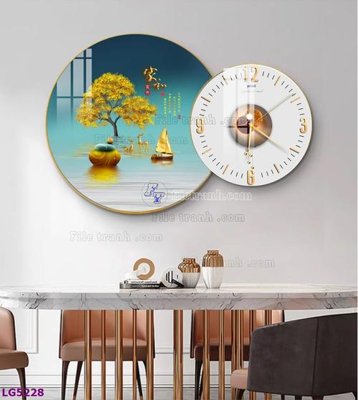 Download file gốc File tranh đồng hồ tráng gương tròn lồng ghép LG5228 (in mica) trang trí