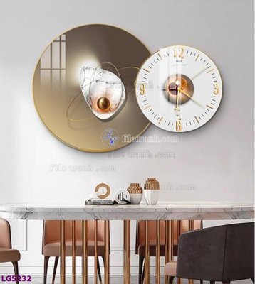 File in trần File tranh đồng hồ tráng gương tròn lồng ghép LG5232 (bản gốc) 5D