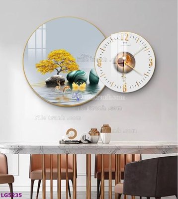 File in lụa File tranh đồng hồ tráng gương tròn lồng ghép LG5235 (phong cảnh) File tranh đồng hồ tráng gương tròn lồng ghép LG5235