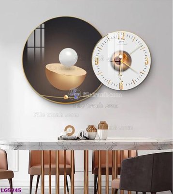 File gốc File tranh đồng hồ tráng gương tròn lồng ghép LG5245 (in 3D) nghệ thuật
