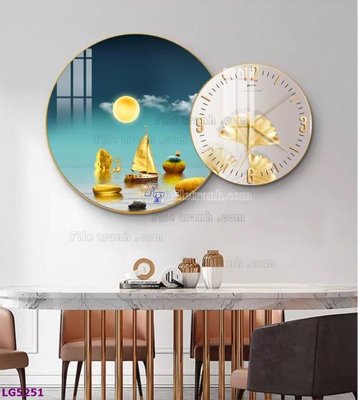 File gốc in ấn File tranh đồng hồ tráng gương tròn lồng ghép LG5251 chuẩn màu CMYK