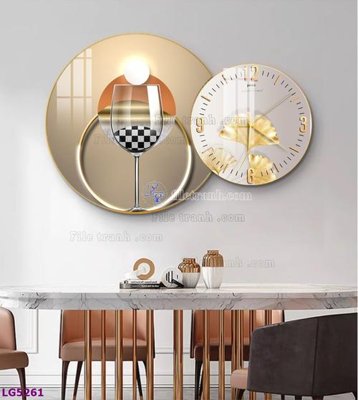 File tranh File tranh đồng hồ tráng gương tròn lồng ghép LG5261 (bản gốc) in canvas