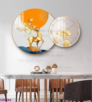 File in trần File tranh đồng hồ tráng gương tròn lồng ghép LG5264 (file gốc) chủ đề vũ trụ